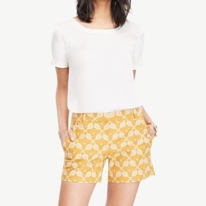 NEW Ann Taylor Petite Mustard Devin City Short Tennis Rackets Size 00 Petite